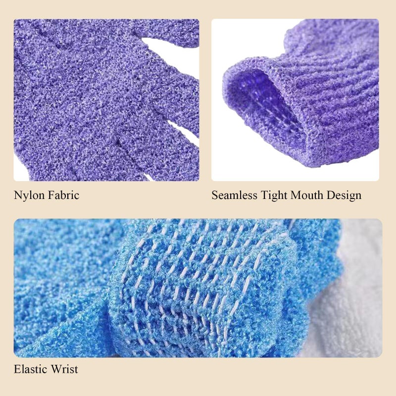 MOLOPPO Bath Glove 2 PCS Use Loofah Sponge Exfoliating Body Scrubber Deep Cleansing Removes Dead Skin for Both Women and Men(Pink Red) - Image 2